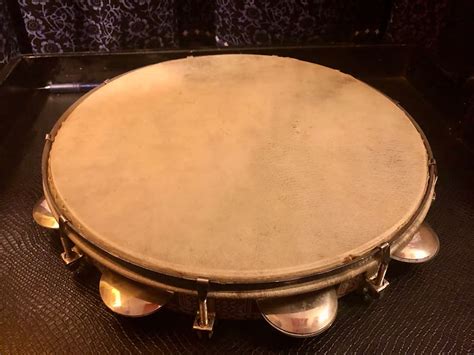 Egyptian 13" Tuneable Wood Tambourine with Goat Skin Head | Reverb