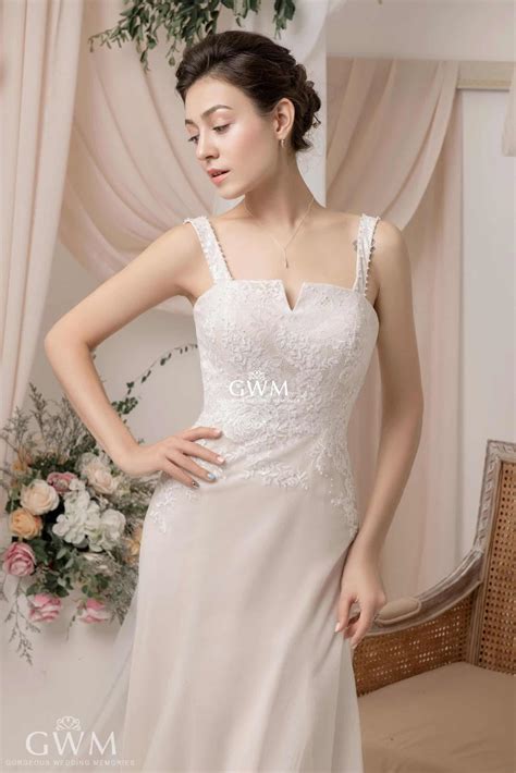 Laces Top Blush Modify Aline Wedding Dress - GWM1806 - Gorgeous Wedding