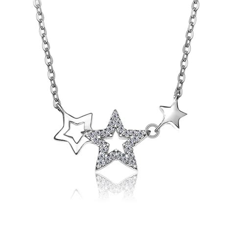 100% Silver 925 Jewelry Sterling Silver Necklace for Women Starry Star ...