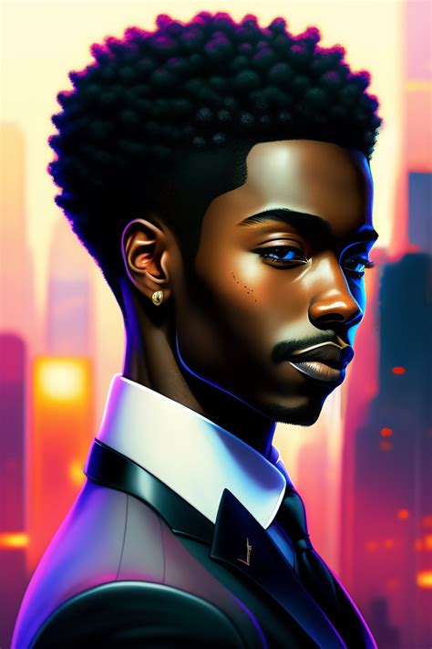 Lexica - Young black man suit and tie anime high quality, detailed