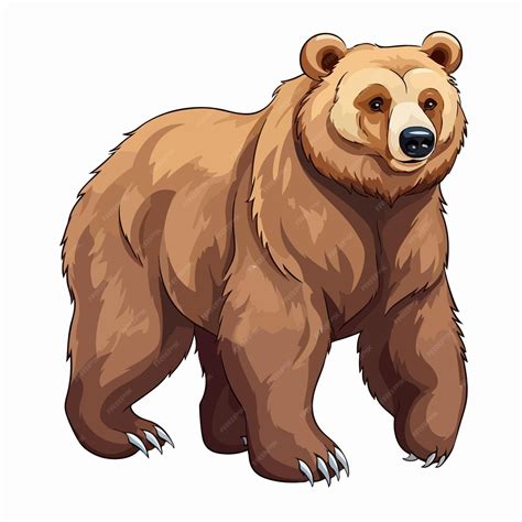 cute grizzly bear cartoon character isolated illustration premium ai