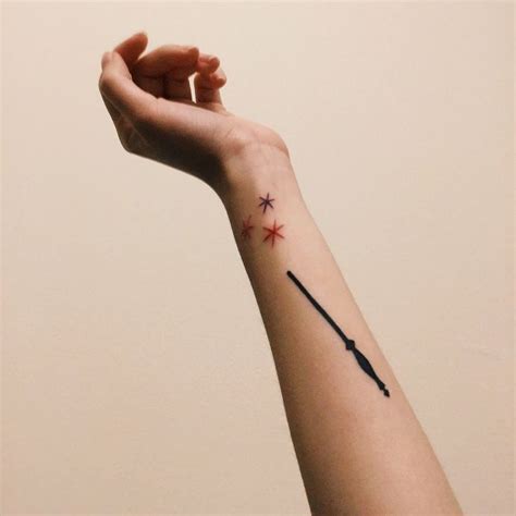 Harry Potter fan tattoo, magic wand, 3 stars but with a crochet hook ...