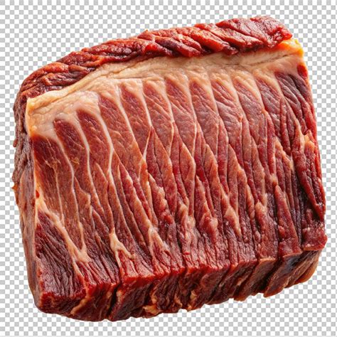 Beef brisket top view full length on transparency background PNG