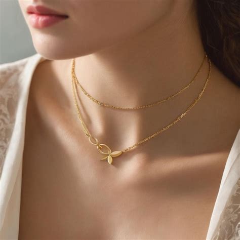 premium photo  photo  delicate gold necklace  elegant female neck