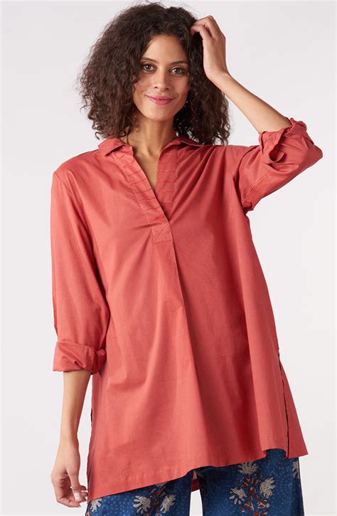 100% Organic Cotton Savita Top - Red | MarketPlace India