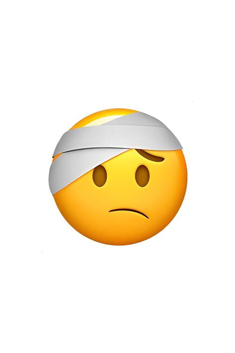 an emoticive smiley face with a bandage around its head