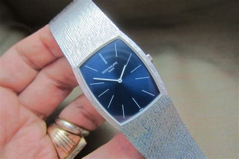 patek philippe vintage golden ellipse white gold blue dial