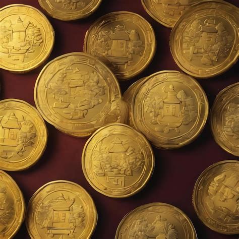 Premium AI Image | Golden rmb coins in cloth bag