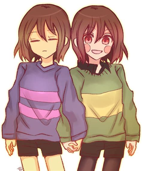 chara and frisk art by I0unta : r/Undertale