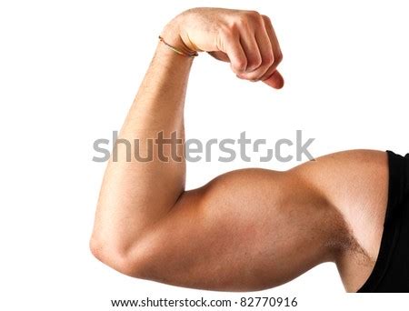 close  bodybuilder bicepsshoulderarm isolated  stock photo