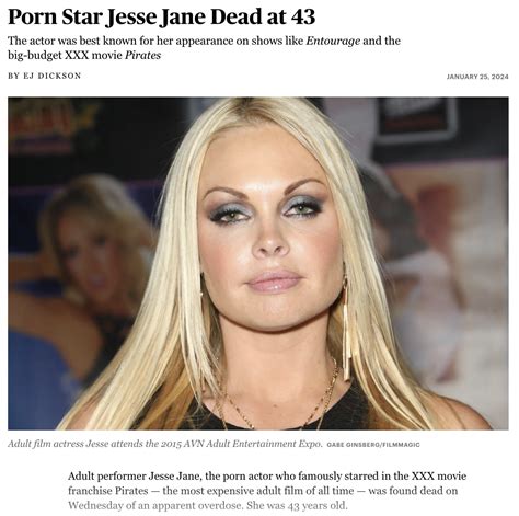 Porn Star Jesse Jane's "overdose" on January 24, 2024 - Gematria Effect
