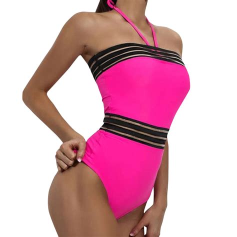 Entyinea Women's Strapless One Piece Swimsuits Bandeau Swimwear Hollow