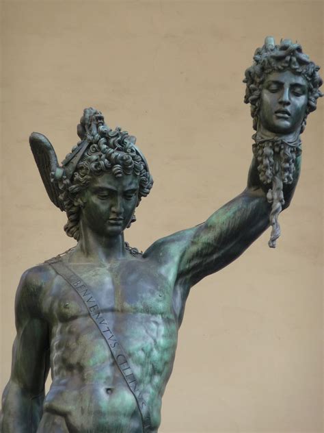 This is a sculpture of Perseus holding the head of Medusa, one the ...