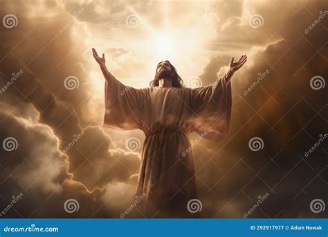 Jesus Christ Descending from Heaven. Generative Ai Stock Illustration ...