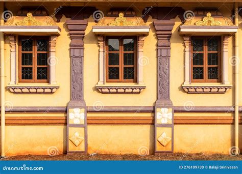 Exterior Facade of an Old Colorful Goan Style Hindu Temple Stock Photo ...