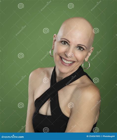 Pretty Middle Aged Bald Woman Stock Image - Image of attitude, hairless