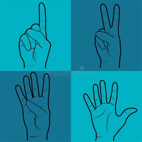 Numbers in Hand Sign Language Isolated on White Stock Vector ...