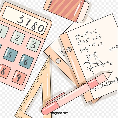 Math Stationery PNG Transparent, Pink Cute Math Stationery Elements ...