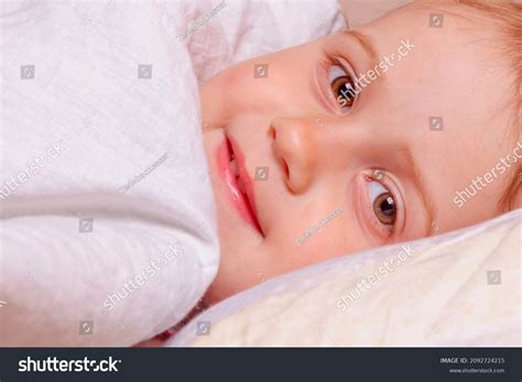 happy cute baby girl bedtime portrait stock photo  shutterstock