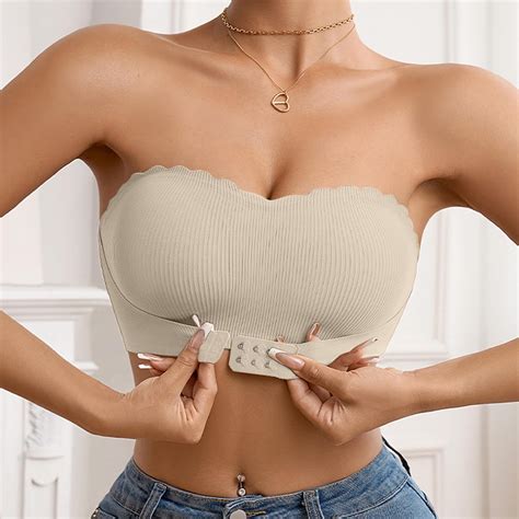 SMihono Women's Strapless Front Closure Bras One Piece Comfort Wireless