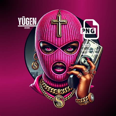 Ski Mask Girl Png Ski Mask Nubian Girl With Money Png Pink Ski Mask