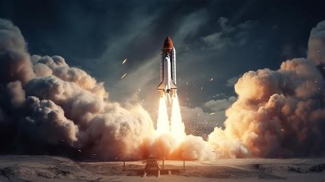 Premium AI Image | Space rocket launch going to space