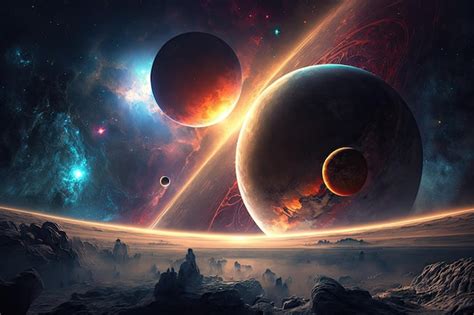 Premium AI Image | The splendor of planets and stars in distant space
