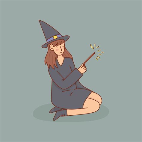 cute witch illustration  vector art  vecteezy