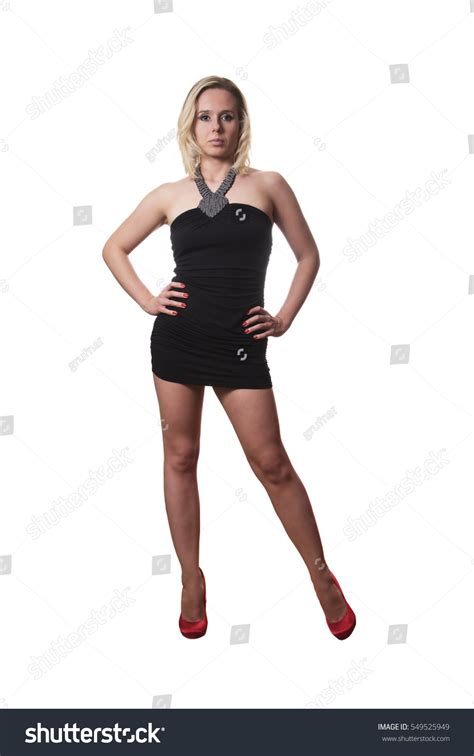 Woman Short Black Dress Red Heels Stock Photo 549525949 | Shutterstock