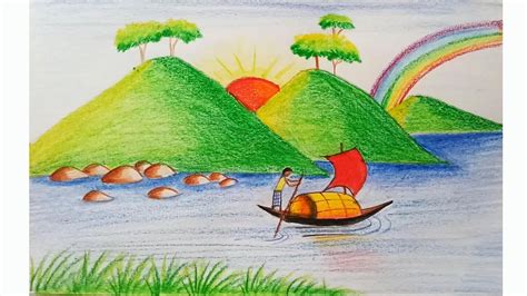 Easy Scenery Drawing For Kids at PaintingValley.com | Explore ...