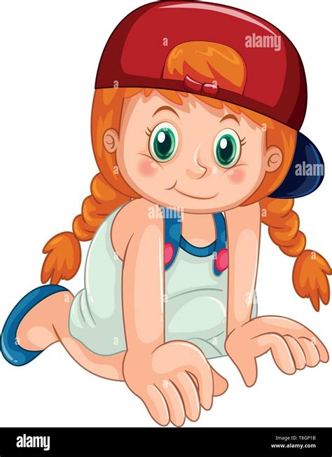 Little Girl In Braids Clipart