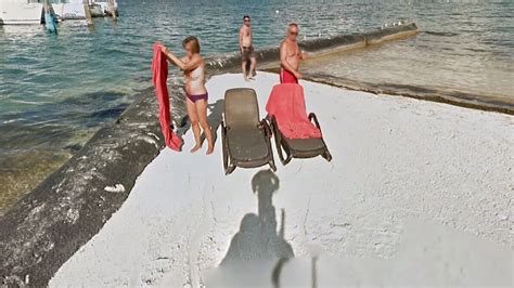 sunbathing woman caught topless  google street view cameras mirror