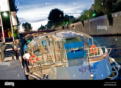 Paris France Moored Peniche on "Seine RIver" River Pier Boat the ...