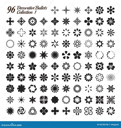 Collection of 96 Decorative Bullets Stock Vector - Illustration of circles, concept: 50106758