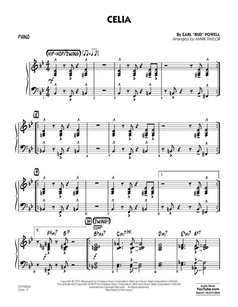 Celia - Piano by Mark Taylor Sheet Music for Jazz Ensemble at Sheet