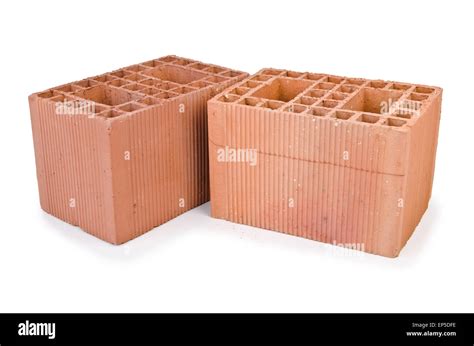 stack  clay bricks isolated  white stock photo alamy