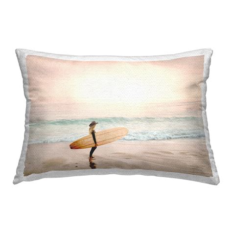 Stupell Industries Surfer Cowgirl on Beach Outdoor Printed Pillow by