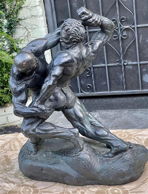 Roman Male Nude Wrestler Composition Sculpture