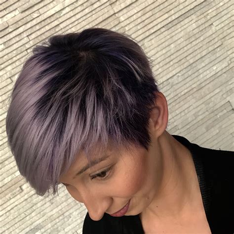 Violet shadow root pixie haircut hair color | Pixie haircut, Cool hair