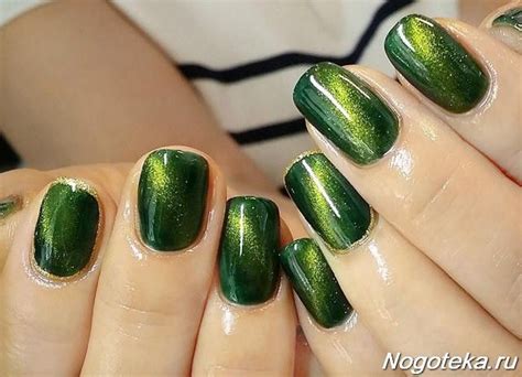 Зеленый маникюр "Кошачий глаз" | Manicure, Nail manicure, Nails