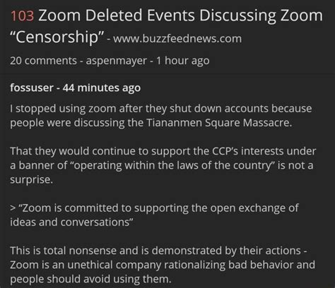 103 Zoom Deleted Events Discussing Zoom "Censorship" - www. 20 comments ...