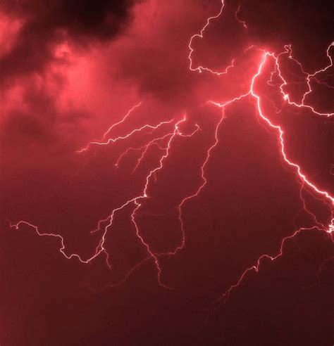 Download Red Lightning Strikes Night Sky Wallpaper | Wallpapers.com