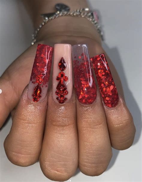 Sparkle and Shine with 50 Ravishing Red Glitter Nail Designs: Elevate Your Glam Game!