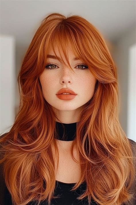 autumn hair colours sunset copper long layers  wispy