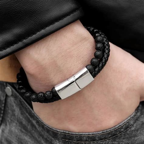 Davieslee тигровый глаз камень мужские s бусины браслет коричневый из ...