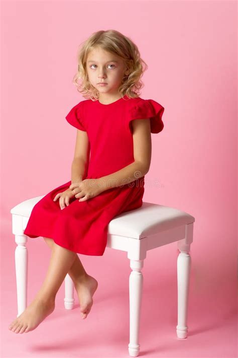 Cute Little Child Sitting on the Chair. Stock Image - Image of isolated ...