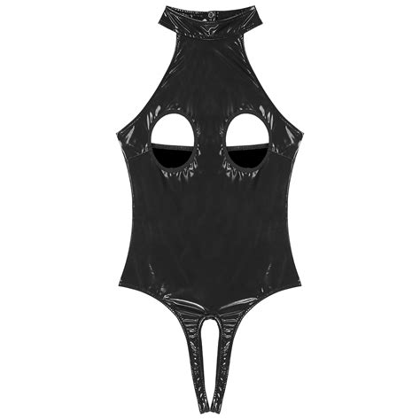 Women Sexy Lingerie Leather Nightwear Bodysuit Teddy One Piece Catsuit