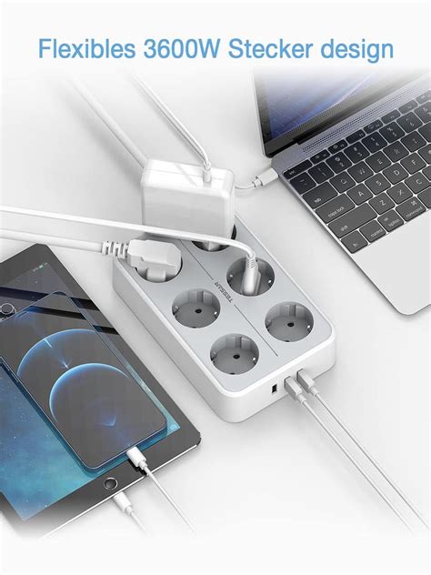 Купить Удлинитель TESSAN EU с несколькими розетками и USB-портами ...