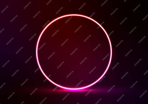 Premium Vector | Red circle digital technology center neon light line ...