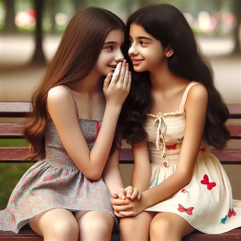 Two Young Teen Girls in Bikinis Sharing a Tender Kiss | AI Art